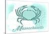 Massachusetts - Crab - Teal - Coastal Icon-Lantern Press-Stretched Canvas