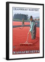 Massachusetts - Cranberry Bog Harvest-Lantern Press-Framed Art Print