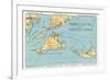 Massachusetts - Detailed Map of Martha's Vineyard and Nantucket Islands-Lantern Press-Framed Premium Giclee Print