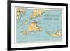 Massachusetts - Detailed Map of Martha's Vineyard and Nantucket Islands-Lantern Press-Framed Premium Giclee Print