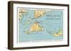 Massachusetts - Detailed Map of Martha's Vineyard and Nantucket Islands-Lantern Press-Framed Art Print