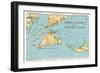Massachusetts - Detailed Map of Martha's Vineyard and Nantucket Islands-Lantern Press-Framed Art Print