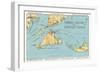 Massachusetts - Detailed Map of Martha's Vineyard and Nantucket Islands-Lantern Press-Framed Art Print