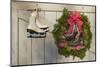 Massachusetts, Essex, Ice Skates and Christmas Wreath-Walter Bibikow-Mounted Photographic Print