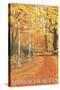 Massachusetts, Fall Colors Scene-Lantern Press-Stretched Canvas