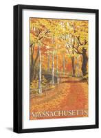 Massachusetts, Fall Colors Scene-Lantern Press-Framed Art Print