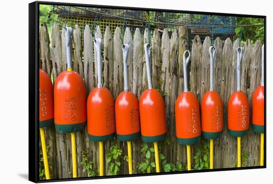 Massachusetts, Gloucester, Annisquam, Lobster Buoys-Walter Bibikow-Framed Stretched Canvas