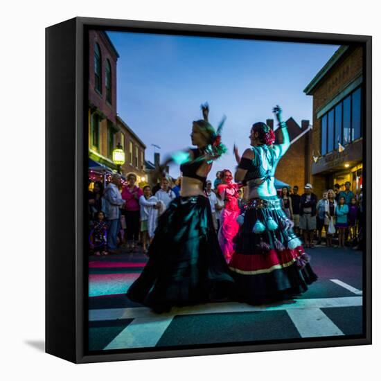 Massachusetts, Gloucester Downtown Block Party, Belly Dancers-Walter Bibikow-Framed Stretched Canvas