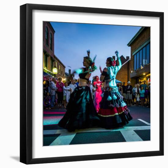 Massachusetts, Gloucester Downtown Block Party, Belly Dancers-Walter Bibikow-Framed Premium Photographic Print