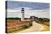 Massachusetts - Highland Light and Clouds-Lantern Press-Stretched Canvas