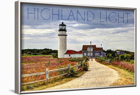 Massachusetts - Highland Light and Clouds-Lantern Press-Framed Art Print