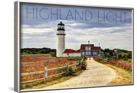 Massachusetts - Highland Light and Clouds-Lantern Press-Framed Art Print