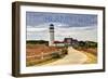 Massachusetts - Highland Light and Clouds-Lantern Press-Framed Art Print