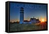 Massachusetts - Highland Light at Sunset-Lantern Press-Framed Stretched Canvas