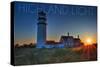 Massachusetts - Highland Light at Sunset-Lantern Press-Stretched Canvas