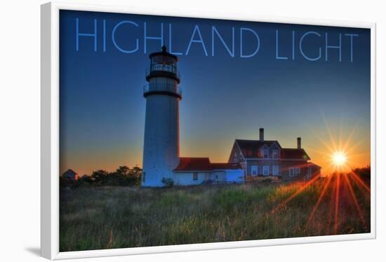 Massachusetts - Highland Light at Sunset-Lantern Press-Framed Art Print