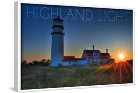 Massachusetts - Highland Light at Sunset-Lantern Press-Framed Art Print