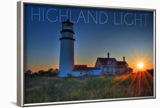 Massachusetts - Highland Light at Sunset-Lantern Press-Framed Art Print