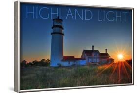 Massachusetts - Highland Light at Sunset-Lantern Press-Framed Art Print