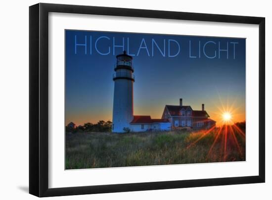 Massachusetts - Highland Light at Sunset-Lantern Press-Framed Art Print