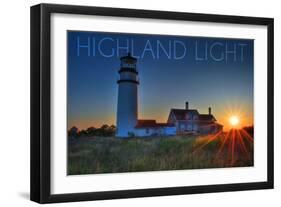 Massachusetts - Highland Light at Sunset-Lantern Press-Framed Art Print