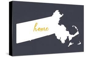 Massachusetts - Home State - Gray-Lantern Press-Stretched Canvas