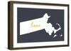 Massachusetts - Home State - Gray-Lantern Press-Framed Art Print