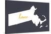 Massachusetts - Home State - Gray-Lantern Press-Stretched Canvas