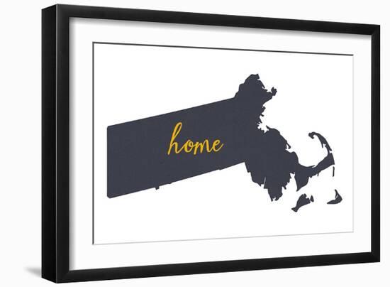 Massachusetts - Home State - White-Lantern Press-Framed Art Print