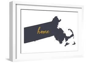 Massachusetts - Home State - White-Lantern Press-Framed Art Print