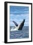 Massachusetts - Humpback Whale Scene-Lantern Press-Framed Art Print