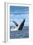 Massachusetts - Humpback Whale Scene-Lantern Press-Framed Art Print