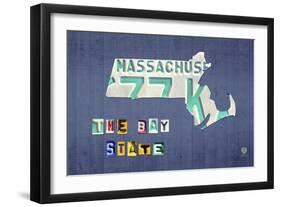 Massachusetts License Plate Map-Design Turnpike-Framed Giclee Print