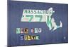 Massachusetts License Plate Map-Design Turnpike-Mounted Giclee Print