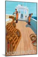 Massachusetts, Lobster Fishing Boat Scene-Lantern Press-Mounted Art Print
