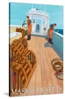 Massachusetts, Lobster Fishing Boat Scene-Lantern Press-Stretched Canvas