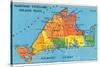 Massachusetts, Map of Entire Martha's Vineyard Island-Lantern Press-Stretched Canvas