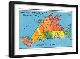 Massachusetts, Map of Entire Martha's Vineyard Island-Lantern Press-Framed Art Print