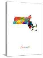Massachusetts Map-Michael Tompsett-Stretched Canvas