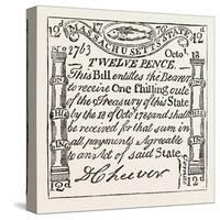 Massachusetts Money, 1776, USA, 1870s-null-Stretched Canvas