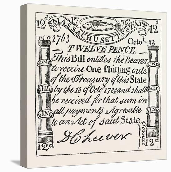 Massachusetts Money, 1776, USA, 1870s-null-Stretched Canvas