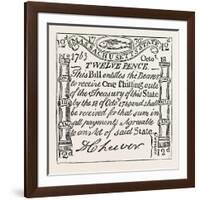 Massachusetts Money, 1776, USA, 1870s-null-Framed Giclee Print