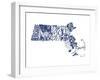 Massachusetts Navy-Jace Grey-Framed Art Print