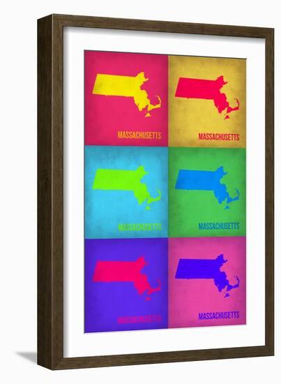 Massachusetts Pop Art Map 1-NaxArt-Framed Art Print