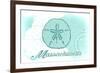 Massachusetts - Sand Dollar - Teal - Coastal Icon-Lantern Press-Framed Art Print