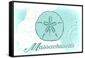 Massachusetts - Sand Dollar - Teal - Coastal Icon-Lantern Press-Framed Stretched Canvas