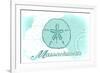 Massachusetts - Sand Dollar - Teal - Coastal Icon-Lantern Press-Framed Premium Giclee Print