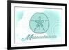 Massachusetts - Sand Dollar - Teal - Coastal Icon-Lantern Press-Framed Premium Giclee Print