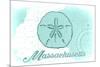 Massachusetts - Sand Dollar - Teal - Coastal Icon-Lantern Press-Mounted Premium Giclee Print