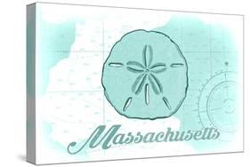 Massachusetts - Sand Dollar - Teal - Coastal Icon-Lantern Press-Stretched Canvas